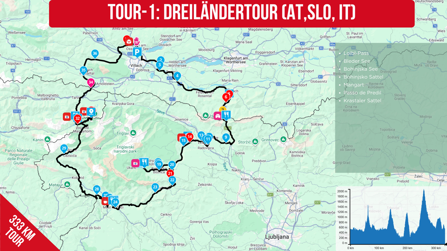 Dreiländereck AT-SLO-IT Motorrad-Rundreisen (GPX Routen und Tracks)